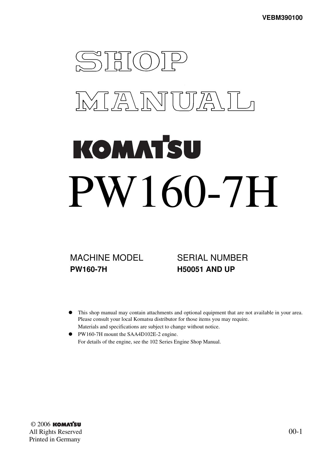 PW160-7H Shop Manual